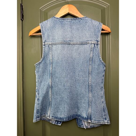 NWT Pistola Gia Fitted Collarless Rigid Denim 90s Vest Blue Hazy Women's Small - Picture 3 of 4